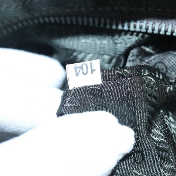 PRADA Hand Bag Nylon leather 2way Khaki Dark Brown Silver Auth 102248 - Picture 11 of 16